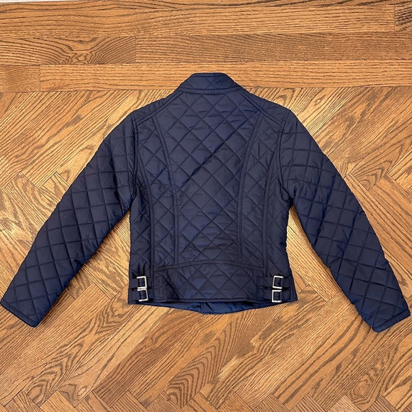 EUC Polo Ralph Lauren Girls Cropped Quilted Zip Moto Jacket Navy size M (8-10) - Picture 3 of 5